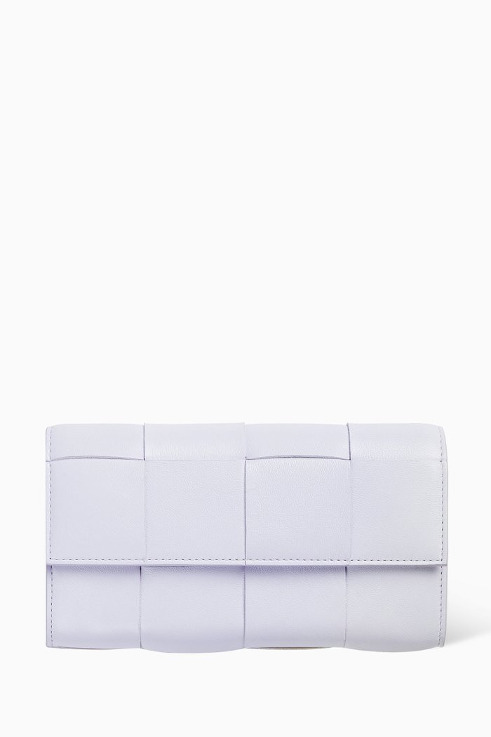 

Flap Wallet in Intrecciato Nappa, Pink