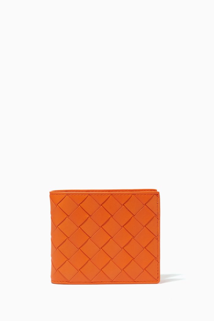 

Bi-fold Wallet in Intrecciato Calfskin, Orange