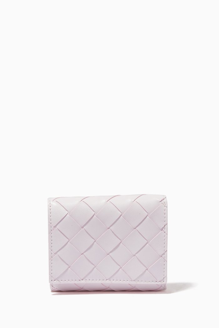 

Tri-fold Zip Wallet in Intrecciato Nappa, Pink