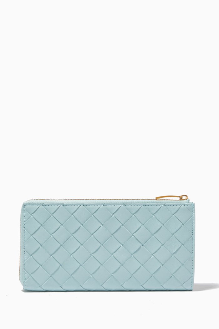 Wallet in Intrecciato Leather, Green