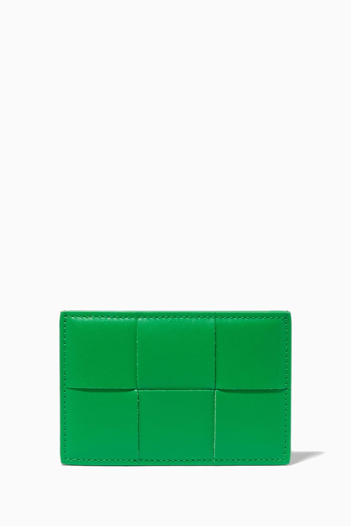 

Card Case in Intrecciato Urban Leather, Green