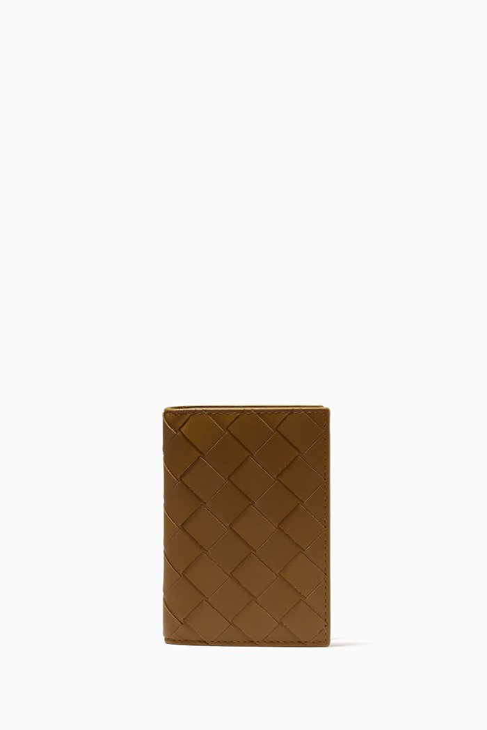 

Bi-fold Card Case in Intrecciato Calfskin, Brown