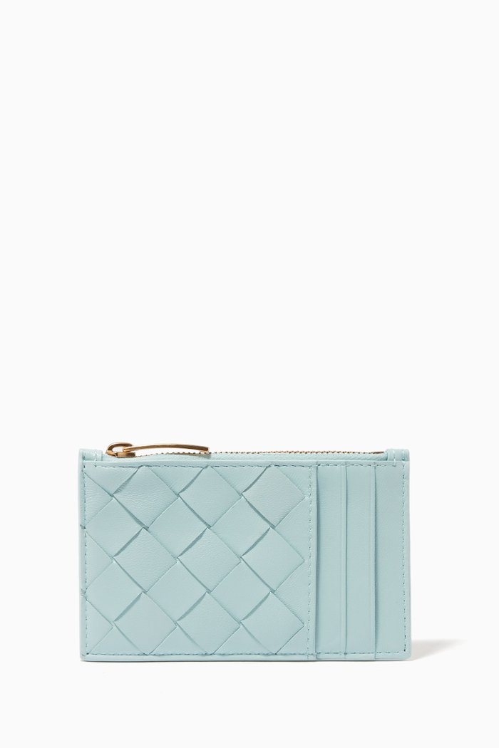 

Zipped Card Case in Intrecciato Nappa, Green