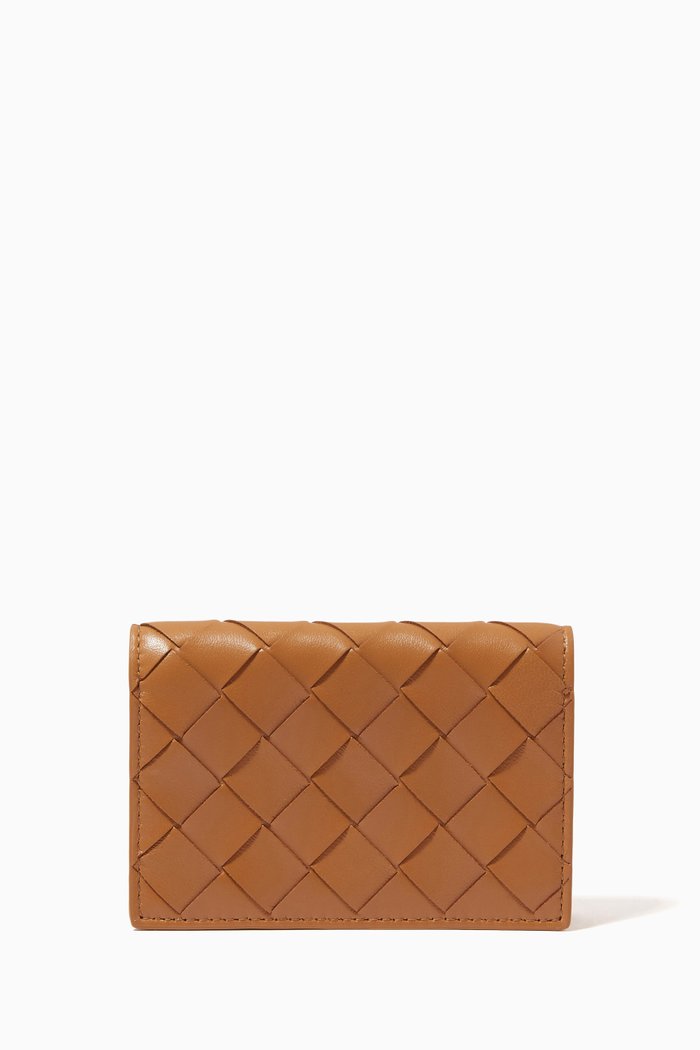 Card Case in Intrecciato Nappa, Brown