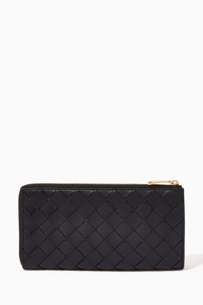 

Wallet in Intrecciato Leather, Black