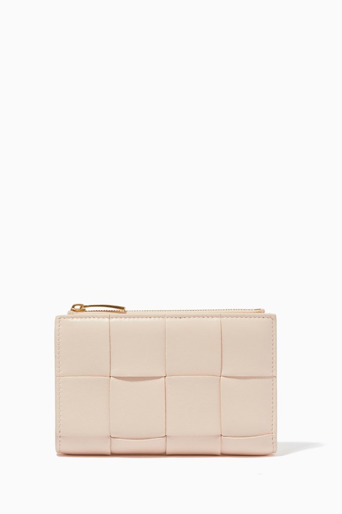 

Bi-fold Zip Wallet in Intrecciato Nappa, Yellow