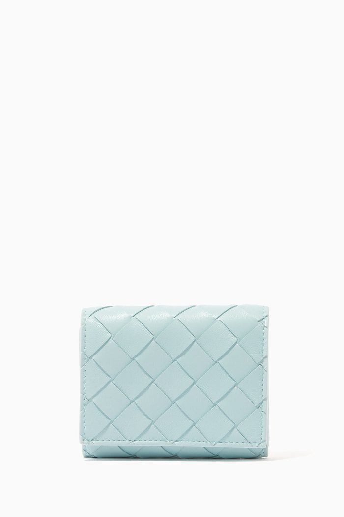 

Tri-fold Zip Wallet in Intrecciato Nappa, Green