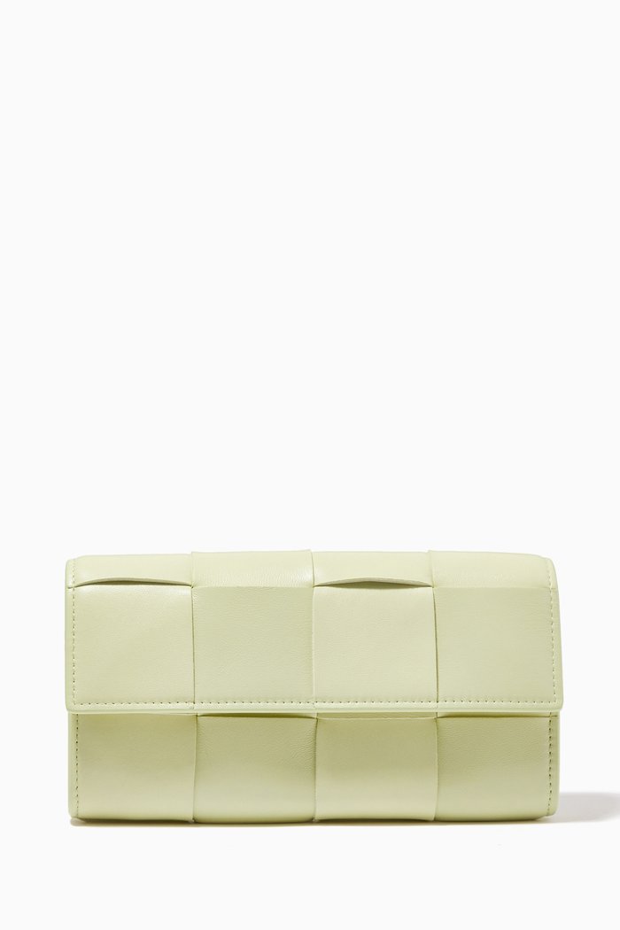 

Flap Wallet in Intrecciato Nappa, Yellow