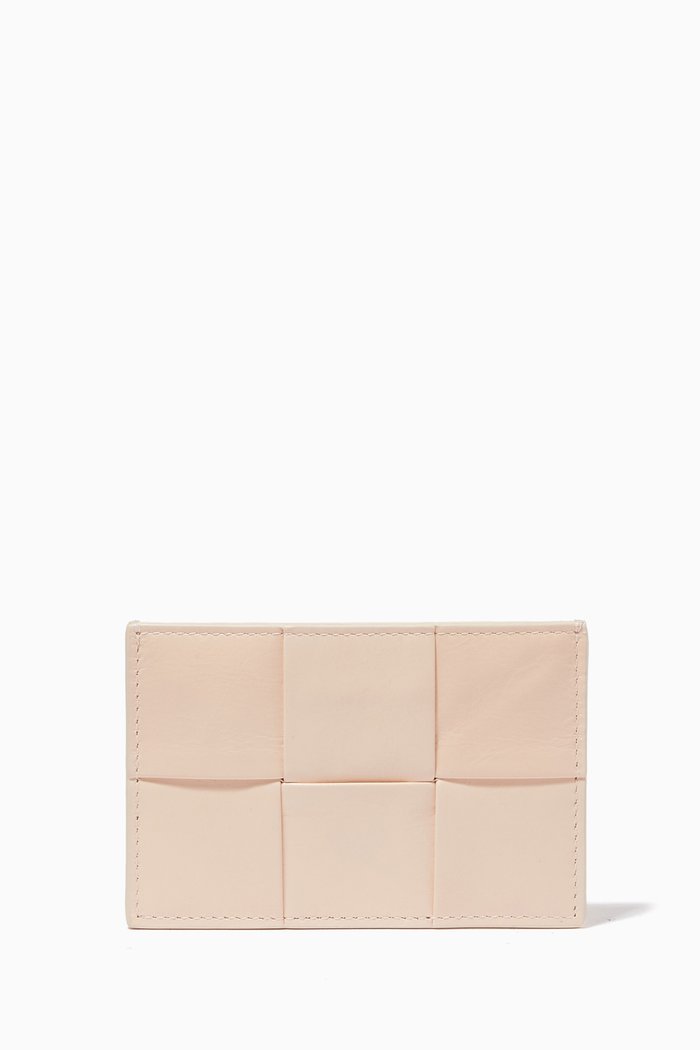 

Card Case in Intrecciato Paper Calf, Yellow