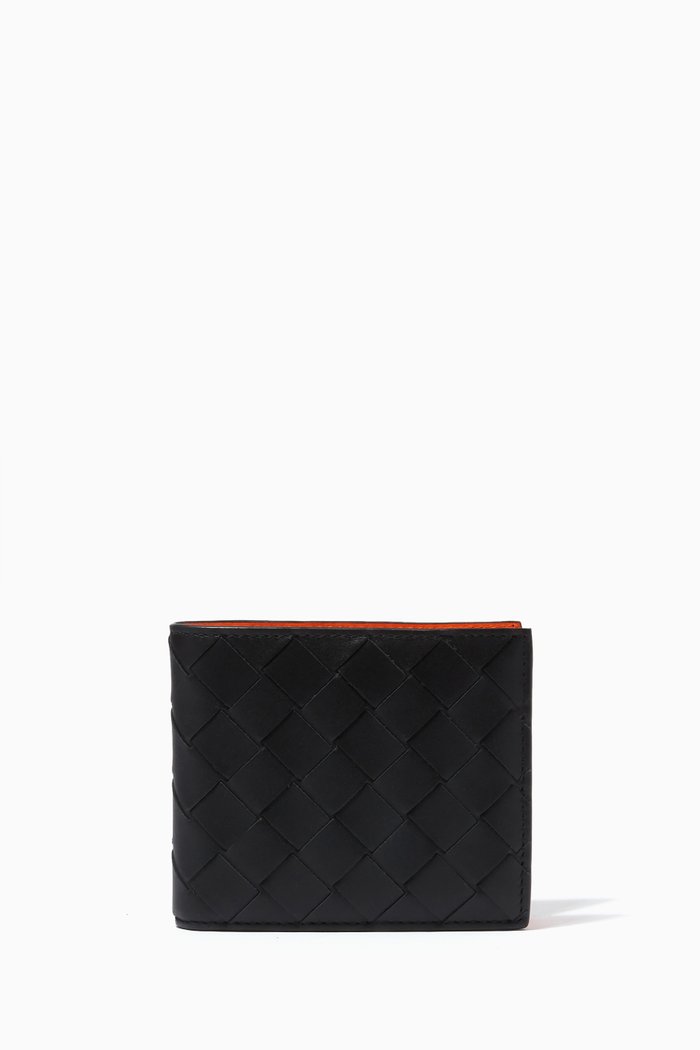 

Bi-fold Wallet in Intrecciato Calfskin, Black