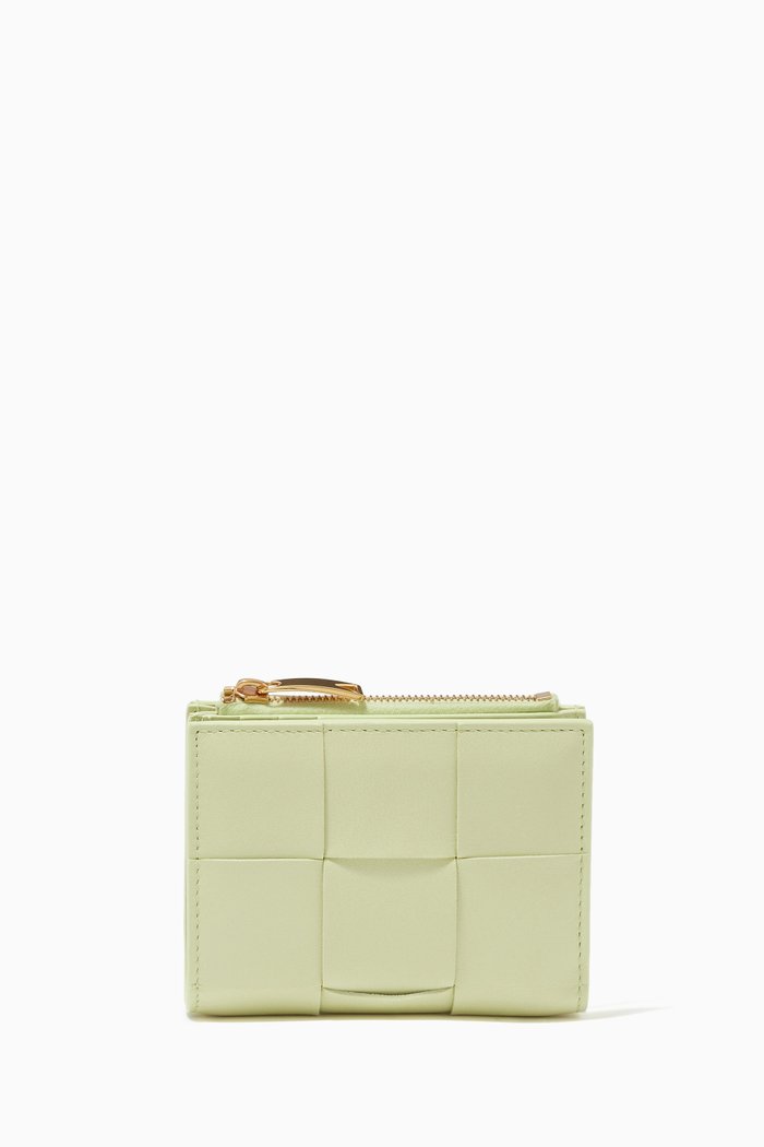 

Bi-fold Zip Wallet in Intrecciato Nappa, Yellow