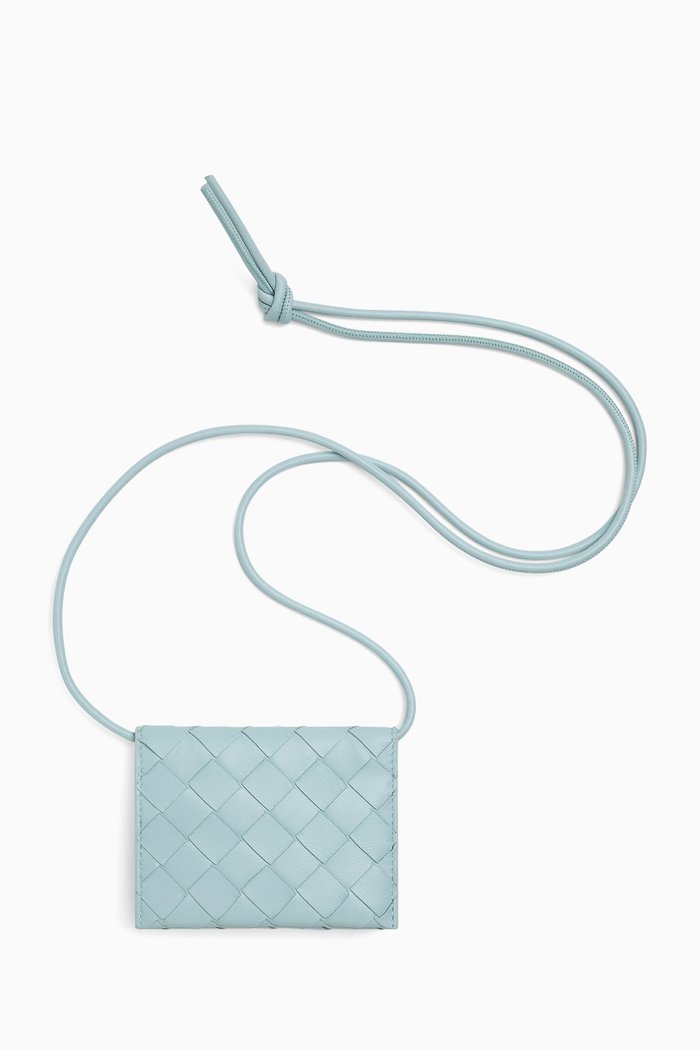 

Card Case on Strap in Intrecciato Nappa, Green