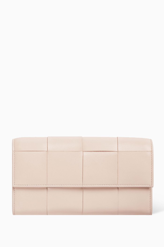 

Flap Wallet in Intrecciato Nappa, Pink