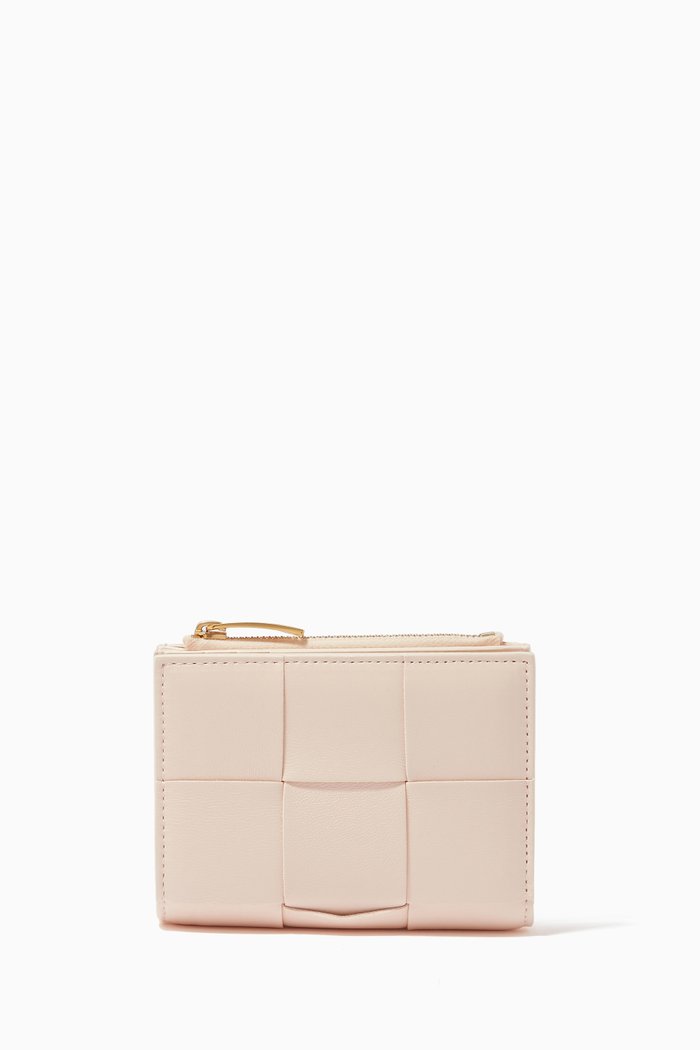 

Bi-fold Zip Wallet in Intrecciato Nappa, Yellow
