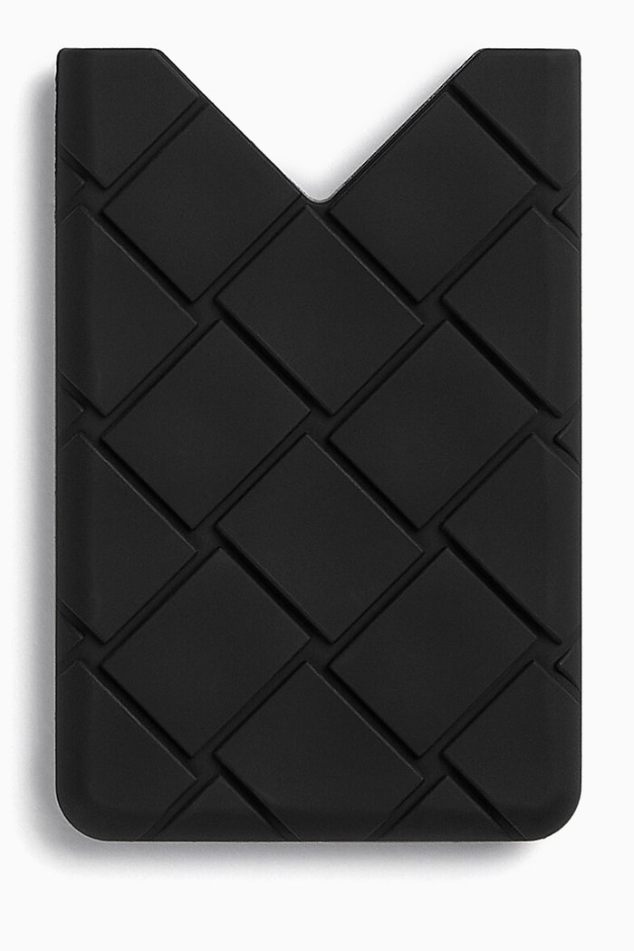 Card Case in Intreccio Rubber Silicone, Black