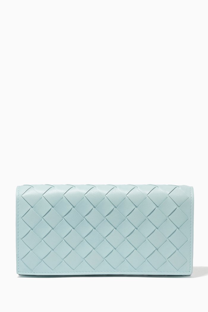 

Flap Wallet in Intrecciato Nappa, Green