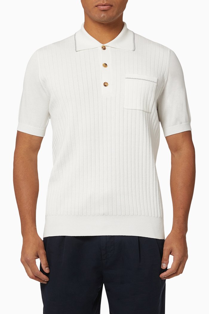 

Polo Sweater in Cotton, Neutral
