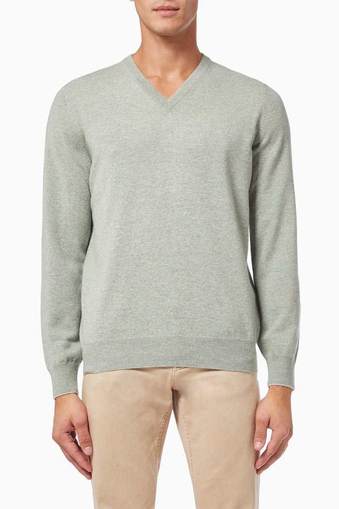 

Long Sleeve Sweater in Cashmere, Green