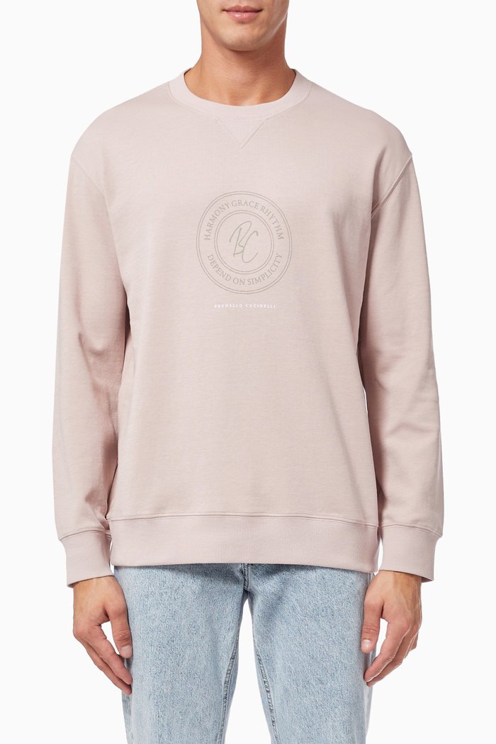 

Printed Logo Sweatshirt in French Terry, Pink