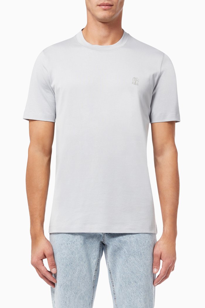 

Printed Logo T-shirt in Cotton Jersey, Grey