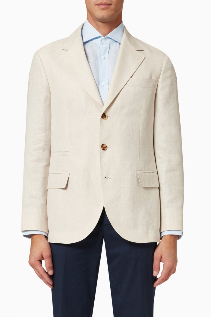 

Single-breasted Blazer in Linen, Neutral