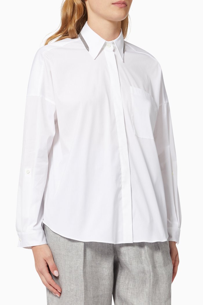 

Oversized Shirt in Stretch Cotton Poplin, White