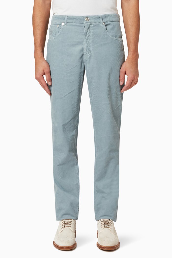 

Straight Leg Pants in Corduroy, Blue