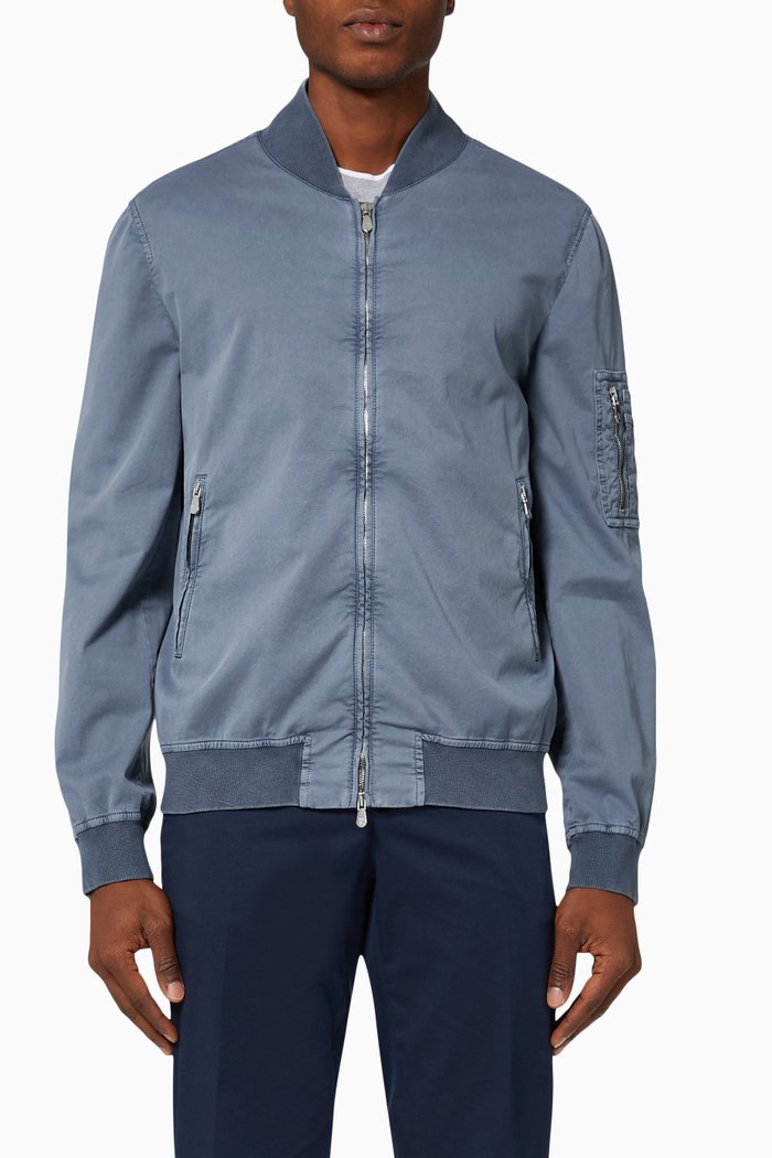 

Long Sleeve Jacket in Cotton, Blue