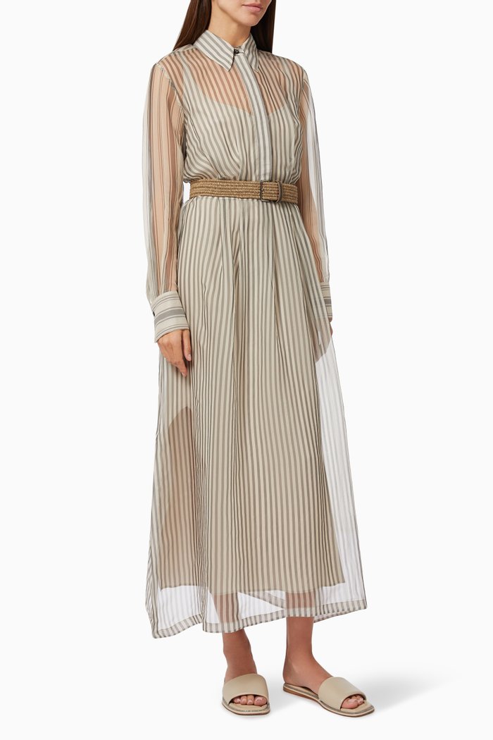 

Pinstripe Dress in Silk, Grey