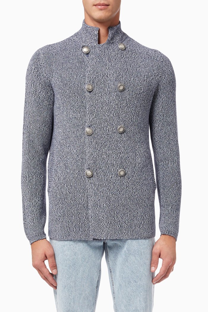 

Double Breasted Cardigan, Blue
