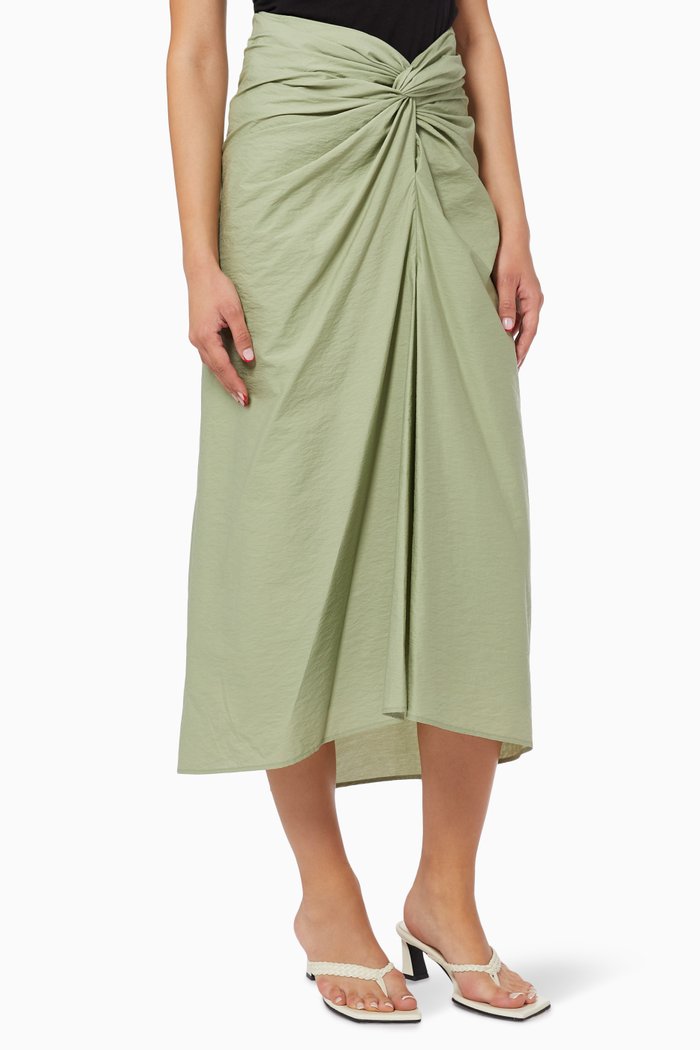 Sarong Skirt in Techno Blend Poplin, Green