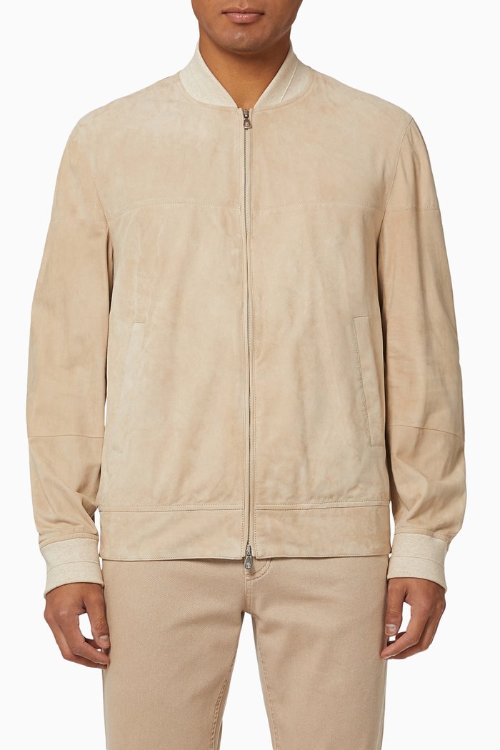 

Bomber Jacket in Leather, Brown