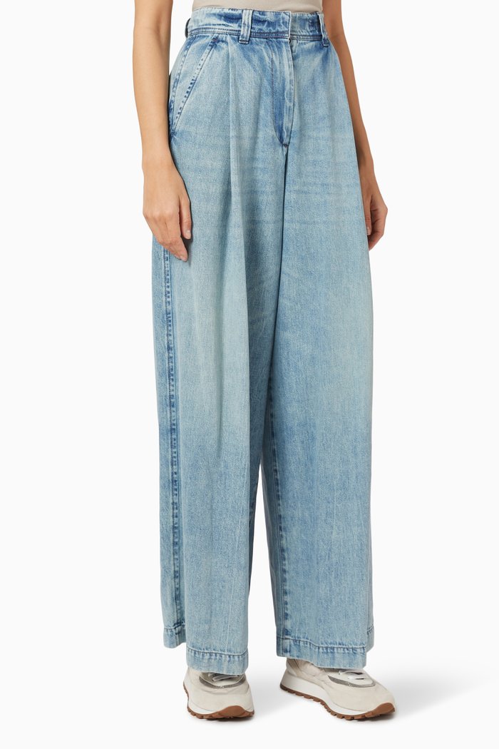 

Wide Leg Jeans in Cotton Denim, Blue