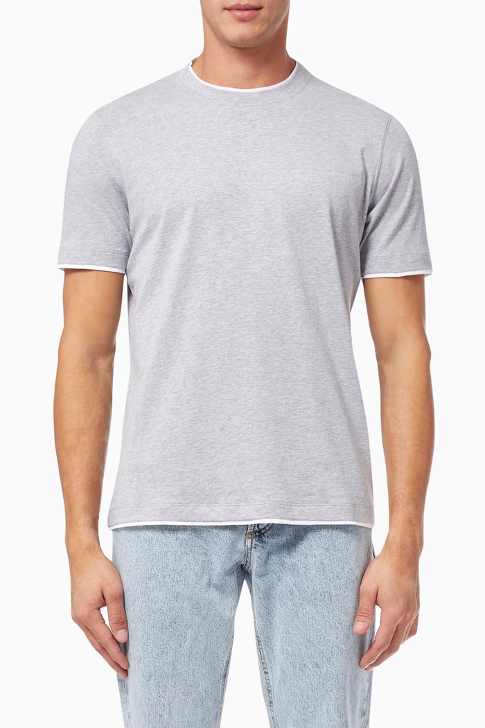 

Short Sleeve T-shirt in Cotton Jersey, Grey