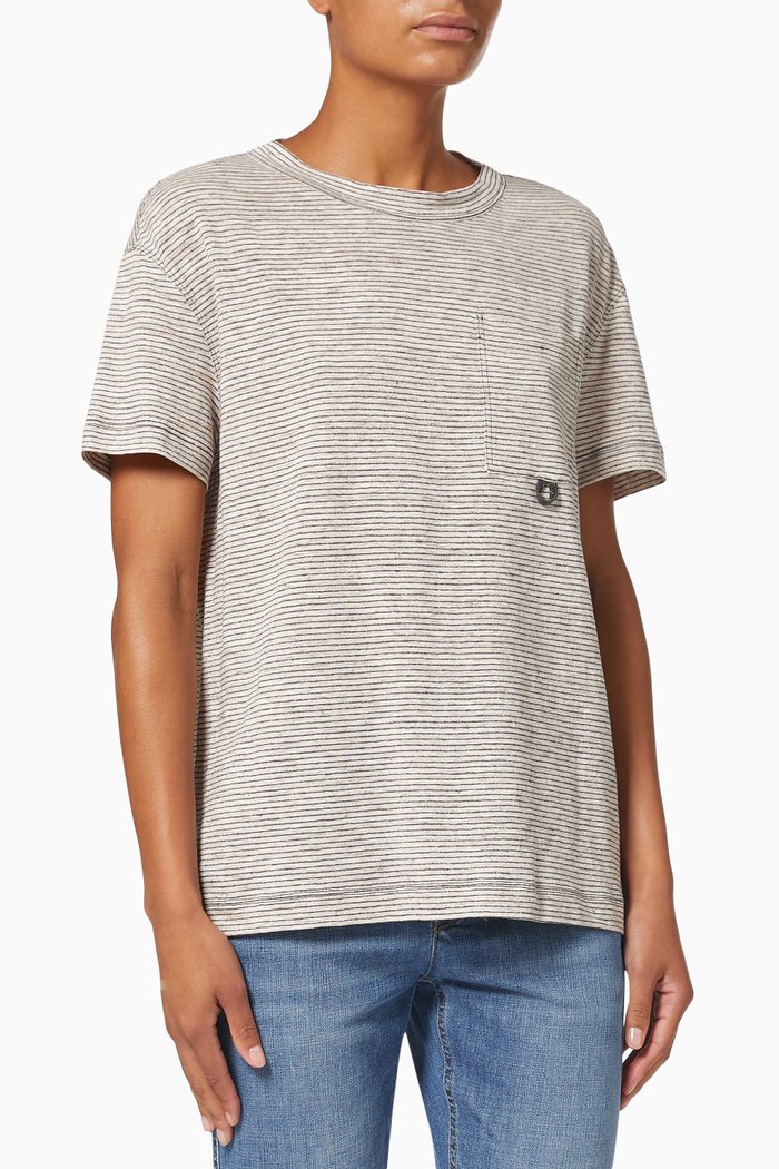 

Striped T-shirt in Linen Blend, Neutral