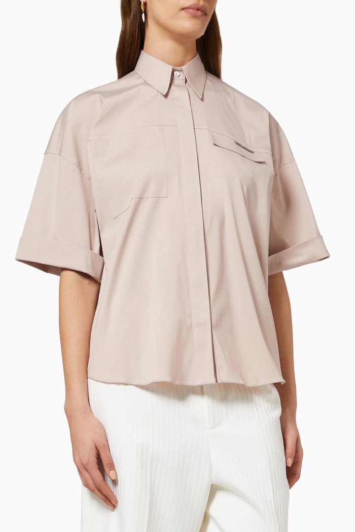 

Oversized Shirt in Cotton Poplin, Pink