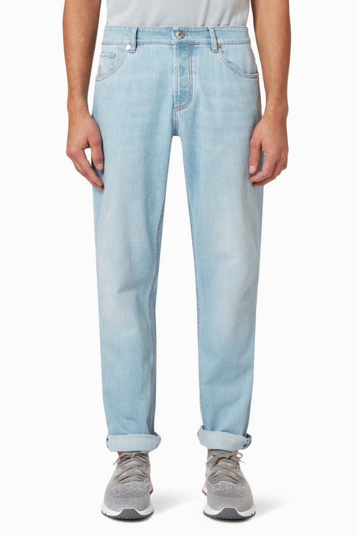 

Straight-leg Mid-rise Jeans in Denim, Blue