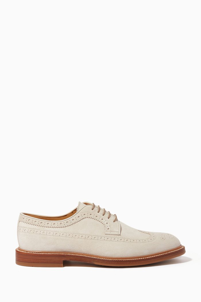 

Longwing Derby Shoes in Suede, Neutral