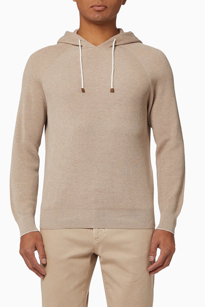 

Hooded Sweater in Cotton, Neutral