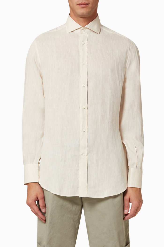 

Long Sleeve Shirt in Cotton, Neutral