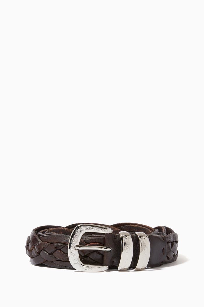 

Mauta Braided Belt in Leather, Brown