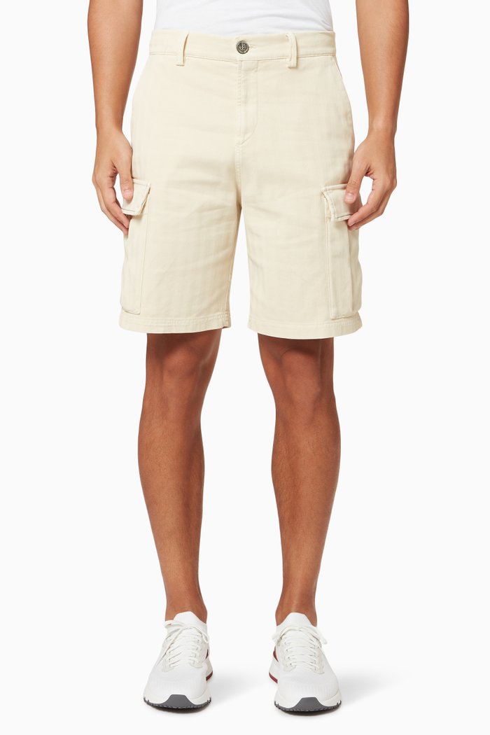 

Bermuda Shorts in Cotton Chevron, Neutral
