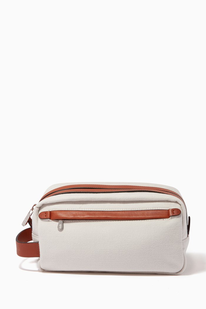 

Wash Bag in Canvas & Vintage Calfskin, White
