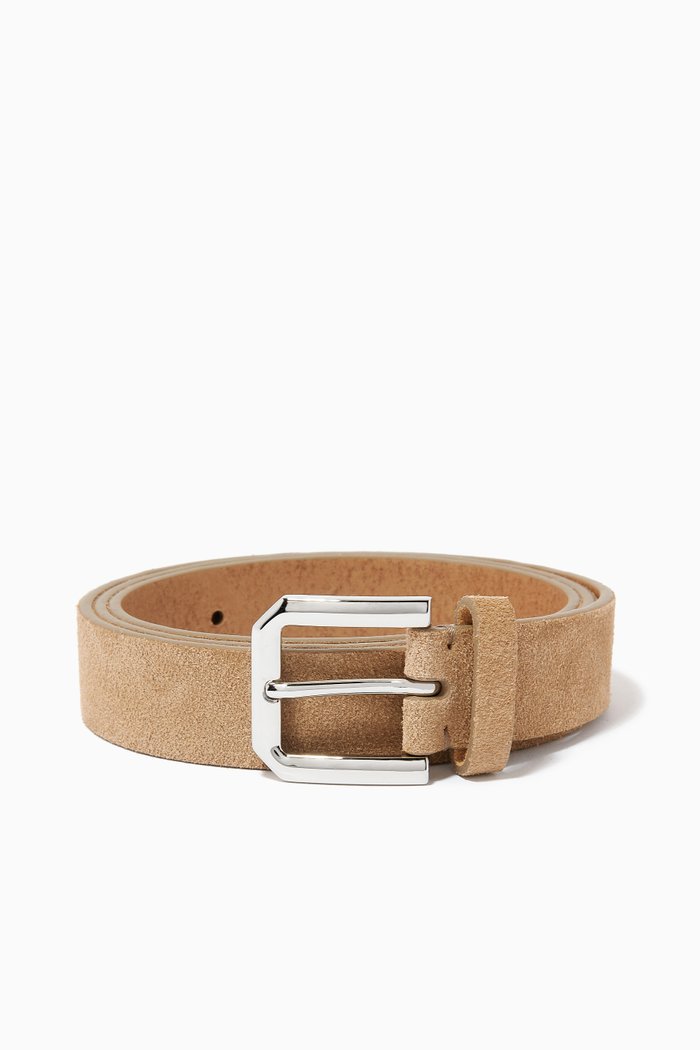 

Buckle Belt in Suede, Brown
