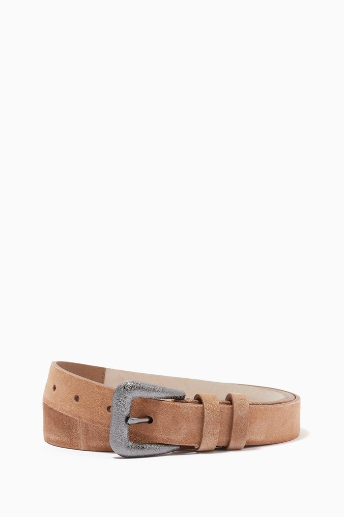 Slim Belt in Leather, Brown