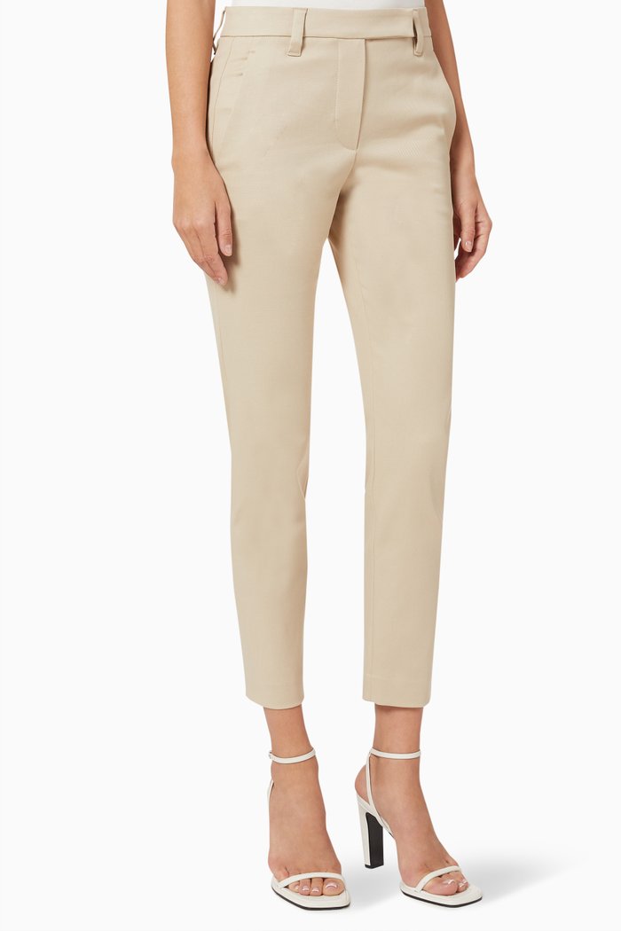 

Slim Fit Pants in Stretch Cotton, Neutral