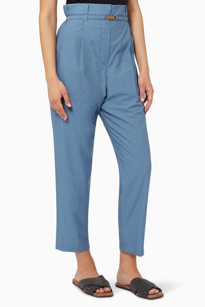 

Volume Trousers in Techno Cotton Poplin, Blue