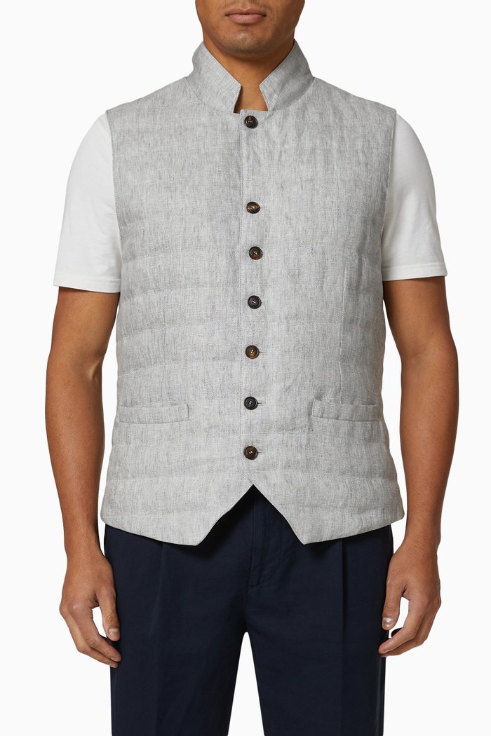

Padded Vest in Cotton, Grey