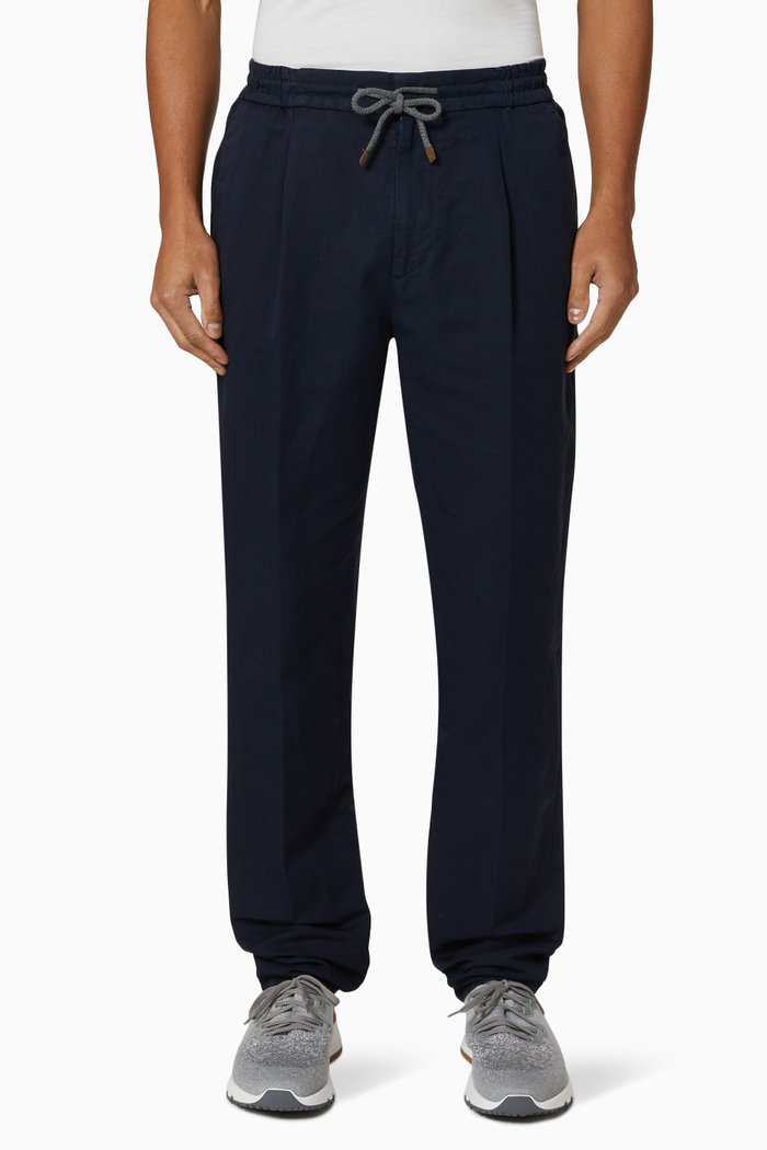 Dyed Pants in Linen & Cotton, Blue