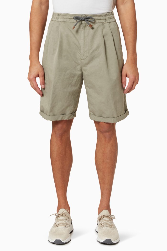 

Dyed Bermuda Shorts in Linen, Brown